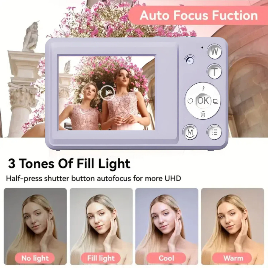 Raqamli kamera 1080p HD video suratga olish uchun portativ selfi 2s/5s/10s nozik JPEG suratga olish uchun yangi boshlanuvchilar uchun Tugʻilgan kun sovgʻalari