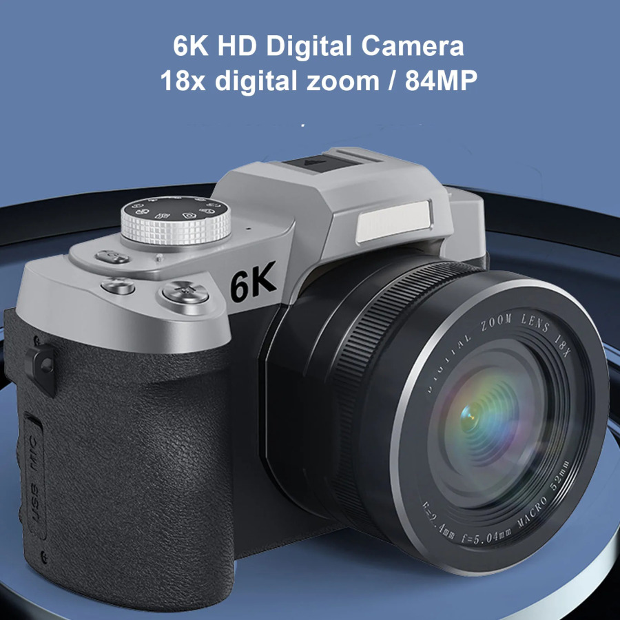 Камера Wi-Fi 6K, 84 МП, цифровая камера, 1500 мАч, вспышка, 18-кратный зум, автофокус, бленда объектива, плечевой ремень для записи видео