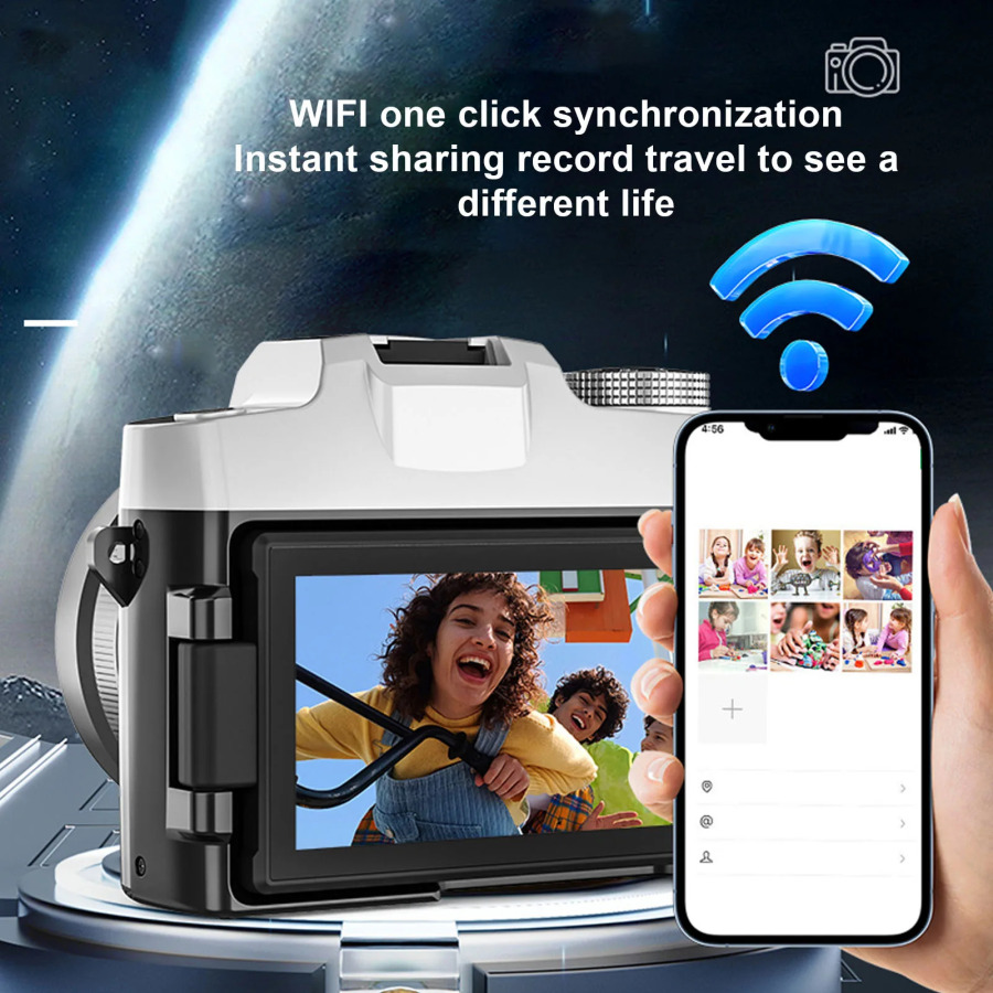 Камера Wi-Fi 6K, 84 МП, цифровая камера, 1500 мАч, вспышка, 18-кратный зум, автофокус, бленда объектива, плечевой ремень для записи видео