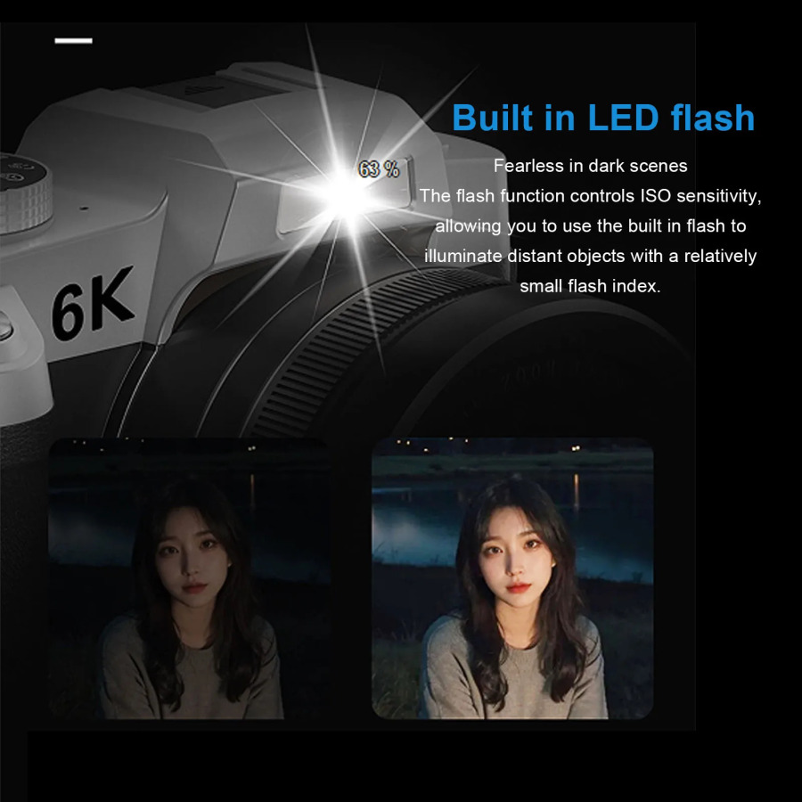 Камера Wi-Fi 6K, 84 МП, цифровая камера, 1500 мАч, вспышка, 18-кратный зум, автофокус, бленда объектива, плечевой ремень для записи видео