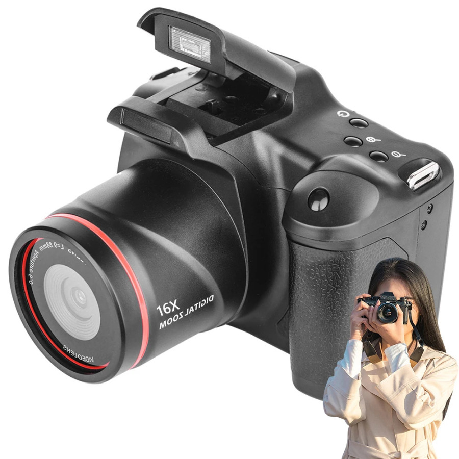 Foto va video yozish uchun 16x kattalashtirish va 2,4 dyuymli LCD displeyli videokamera