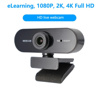 4K kompyuter kamerasi, oʻrnatilgan mikrofonli 2K 1080 HD kamera, tarmoq kamerasi, onlayn darslar, uchrashuvlar va jonli translatsiya uchun veb-kamera