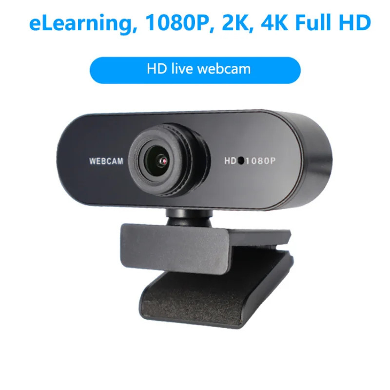 4K kompyuter kamerasi, oʻrnatilgan mikrofonli 2K 1080 HD kamera, tarmoq kamerasi, onlayn darslar, uchrashuvlar va jonli translatsiya uchun veb-kamera