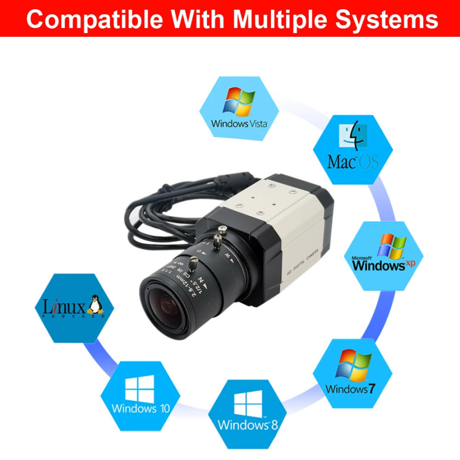IMX335 CMOS sensorli Full HD 4MP/5MP sanoat USB kamera, 2.8-12mm/5-50mm oʻzgaruvchan miqyosli linza, 30 kadr/soniyali kompyuter uchun yuqori tezlikdagi USB2.0 video kamera