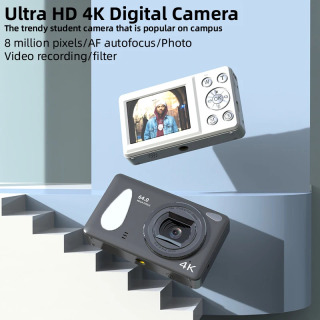 Цифровая камера UHD 4K, 2,4-дюймовый IPS-экран, 18-кратный зум, видео, 64 МП, компактная оптическая видеокамера для фотографий на YouTube, видеоблогов