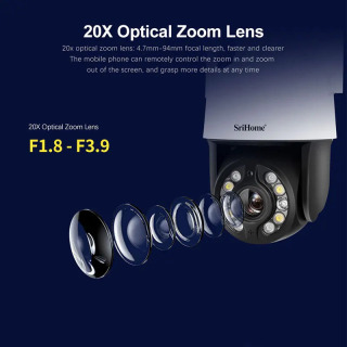 Sricam 5.0MP 20X optik zoom standart WiFi IP kamerasi tashqi IP66 suv oʻtkazmaydigan Onvif xavfsizlikni himoya qilish CCTV kuzatuv tizimi