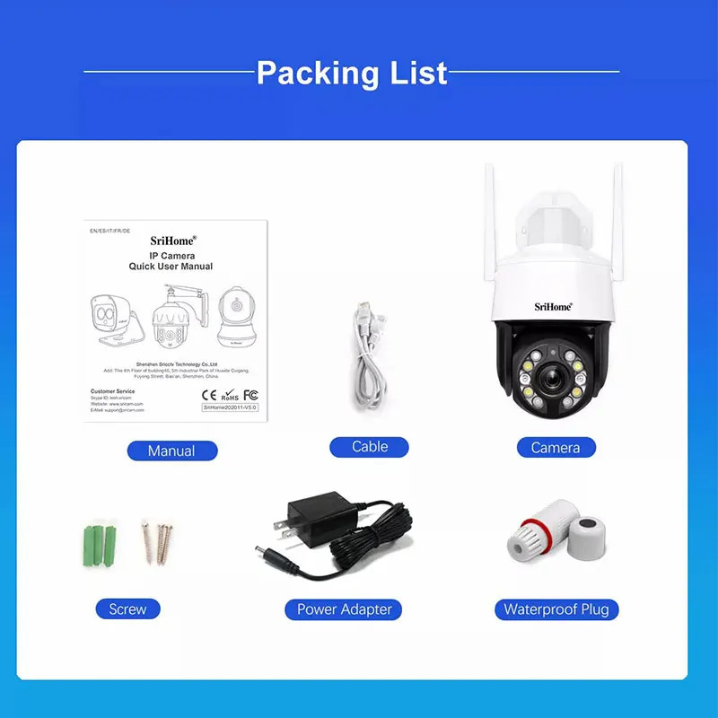 Sricam 5.0MP 20X optik zoom standart WiFi IP kamerasi tashqi IP66 suv oʻtkazmaydigan Onvif xavfsizlikni himoya qilish CCTV kuzatuv tizimi