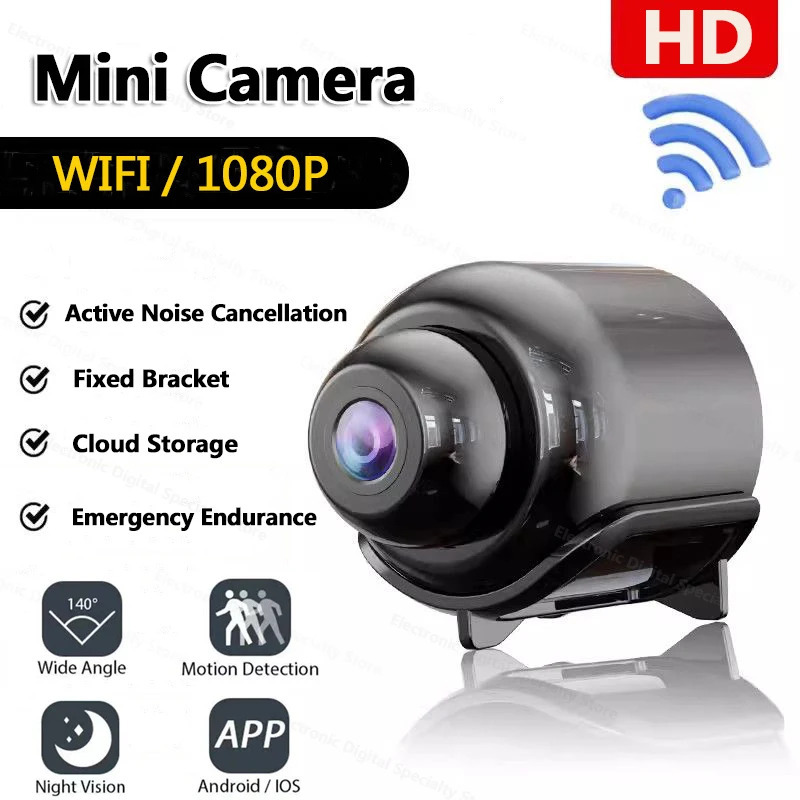 Mini kamera 1080P HD WiFi tungi koʻrish harakat sensori Uy xavfsizligi video kamerasi Audio video yozuvchisi Xotira kartasi yoʻq