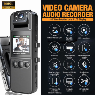 НОВАЯ мини-камера 1080P HD, портативный цифровой видеорегистратор BodyCam, 180, вращающаяся инфракрасная полицейская камера ночного видения, маленькая видеокамера