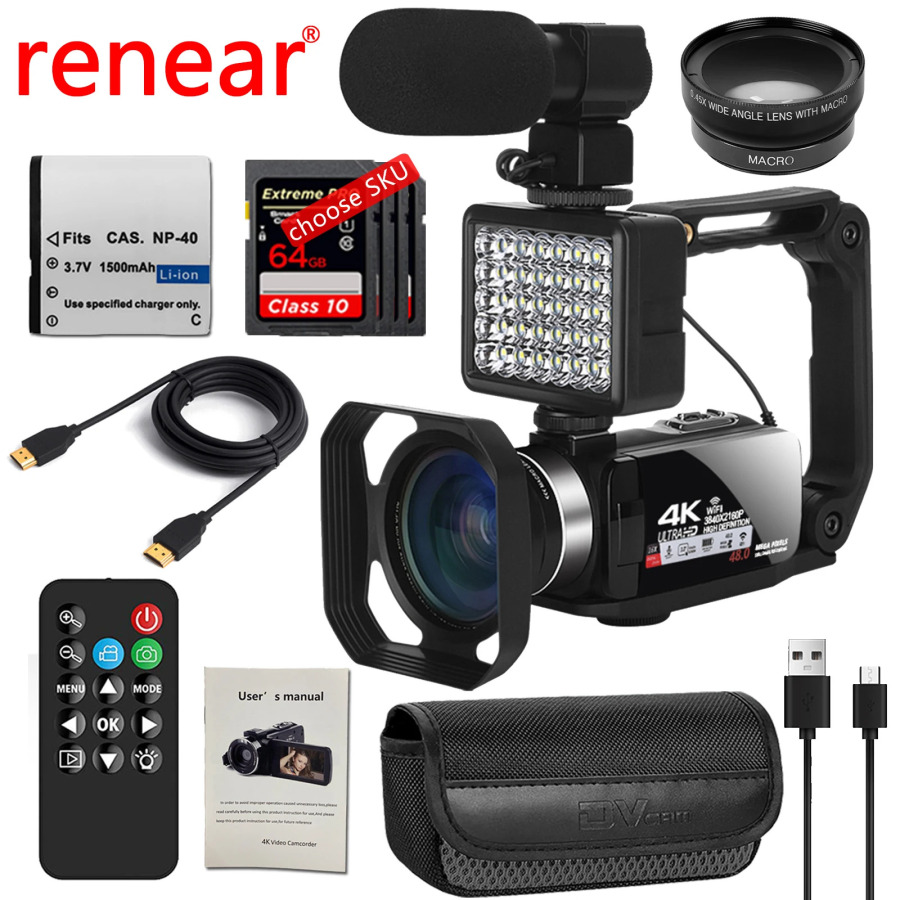 Raqamli kameralar 4K Professional vlogging kamerasi Wi-Fi 48MP Youtube kamerasi 18x raqamli kattalashtirish raqamli veb-kamera