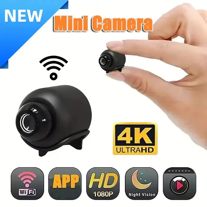 Беспроводная камера 4K HD для видеонаблюдения, ночного видения, с функцией обнаружения движения, мини-видеокамера с полноцветным монитором для умного дома ​