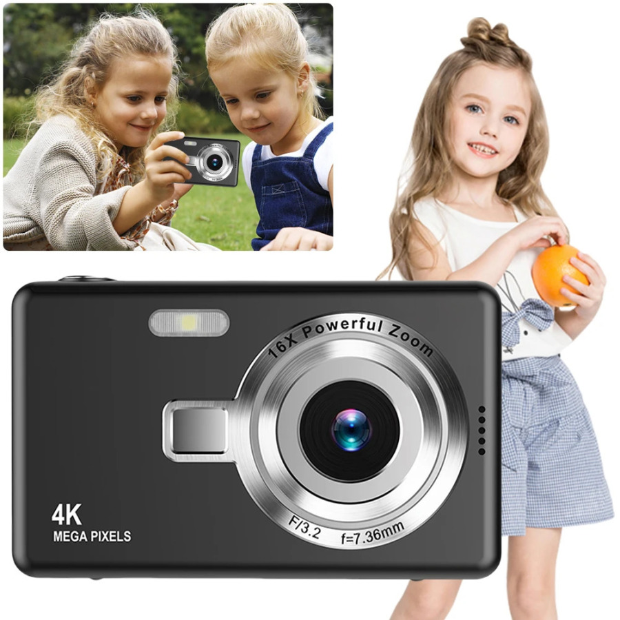 Bolalar va kattalar uchun avtofokusli 2,4 dyuymli IPS ekranli 4K HD 1080P 96 megapikselli portativ raqamli Vlogging kamerasi