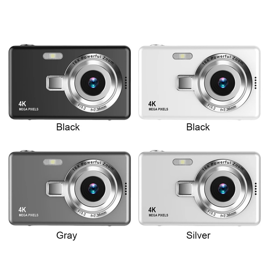 Bolalar va kattalar uchun avtofokusli 2,4 dyuymli IPS ekranli 4K HD 1080P 96 megapikselli portativ raqamli Vlogging kamerasi