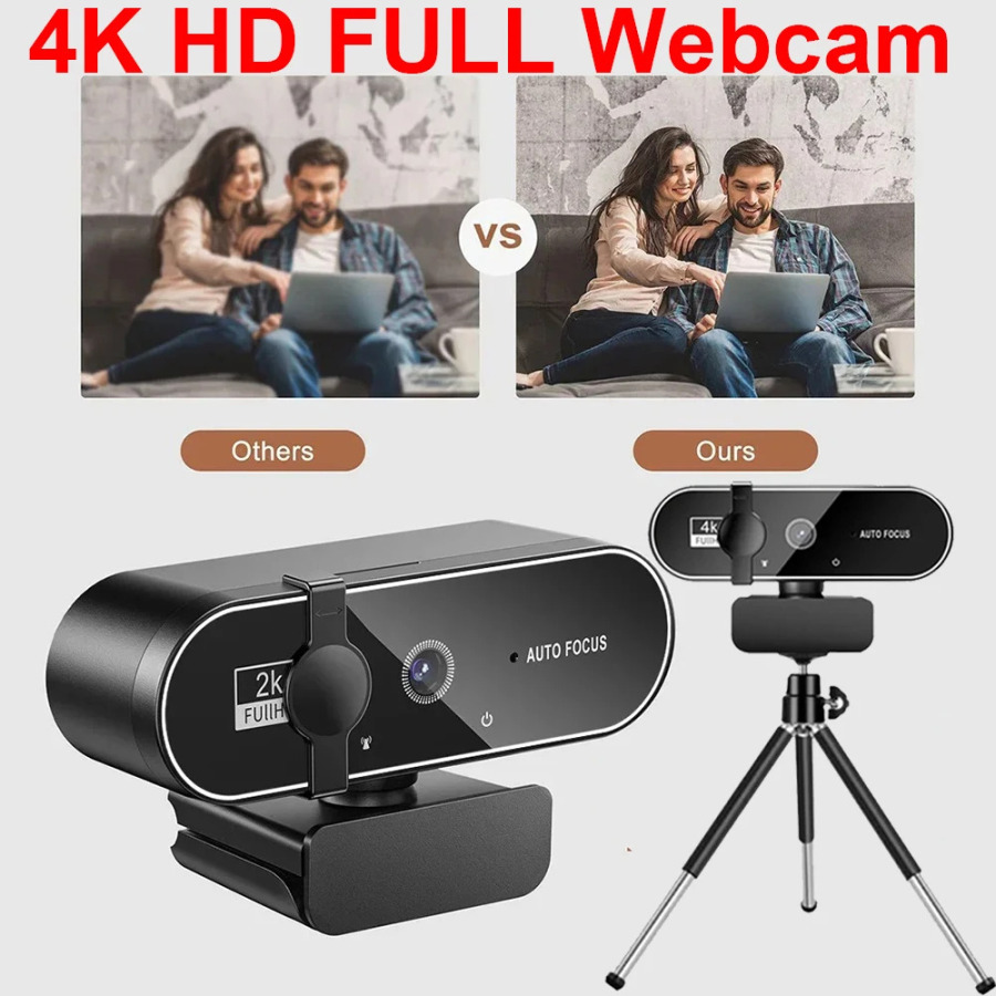 Веб-камера 4K Full HD с микрофоном, автофокусом, веб-камера 8 МП для ПК с ОС Windows, ноутбука, IOS, Macbook, внешняя веб-камера, видеозвонки