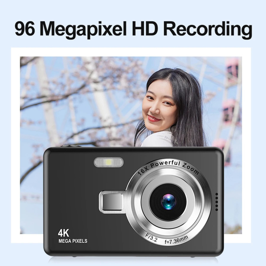 4K HD 1080P avtofokusli Vlogging kamerasi 16x kattalashtirish fotokamera 2,4 dyuymli IPS ekranli videokamera Bolalar kattalar uchun suratga olish
