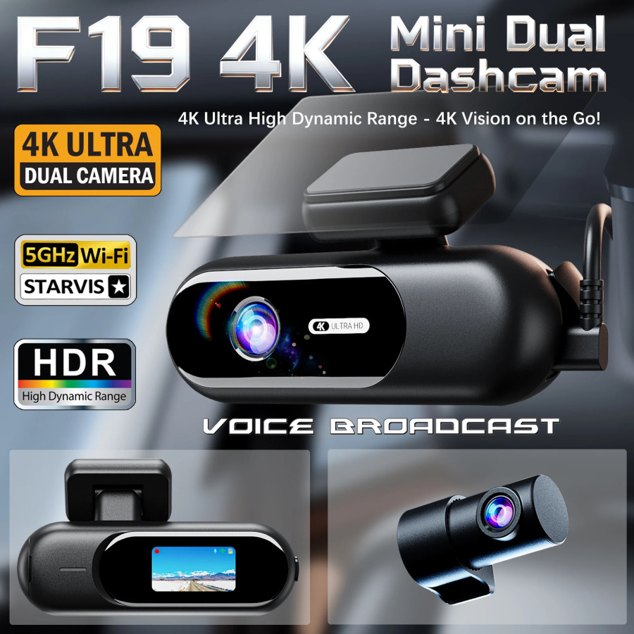 Видеорегистратор для автомобилей 4K UHD Запись Передняя задняя камера автомобиля HDR Рекордер ночного видения Встроенный Wi-Fi 24H Режим парковки Монитор приложения