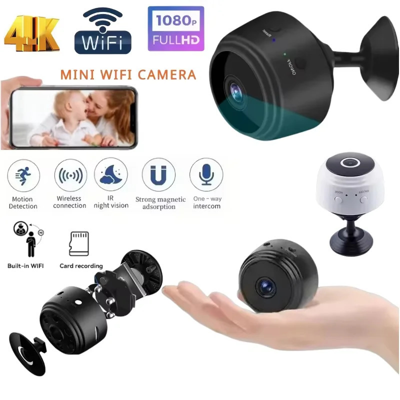 Беспроводная Wi-Fi камера 4K HD A9 Mini: видеорегистратор, камера для видеонаблюдения, интеллектуальная система безопасности для дома и младенцев 2026