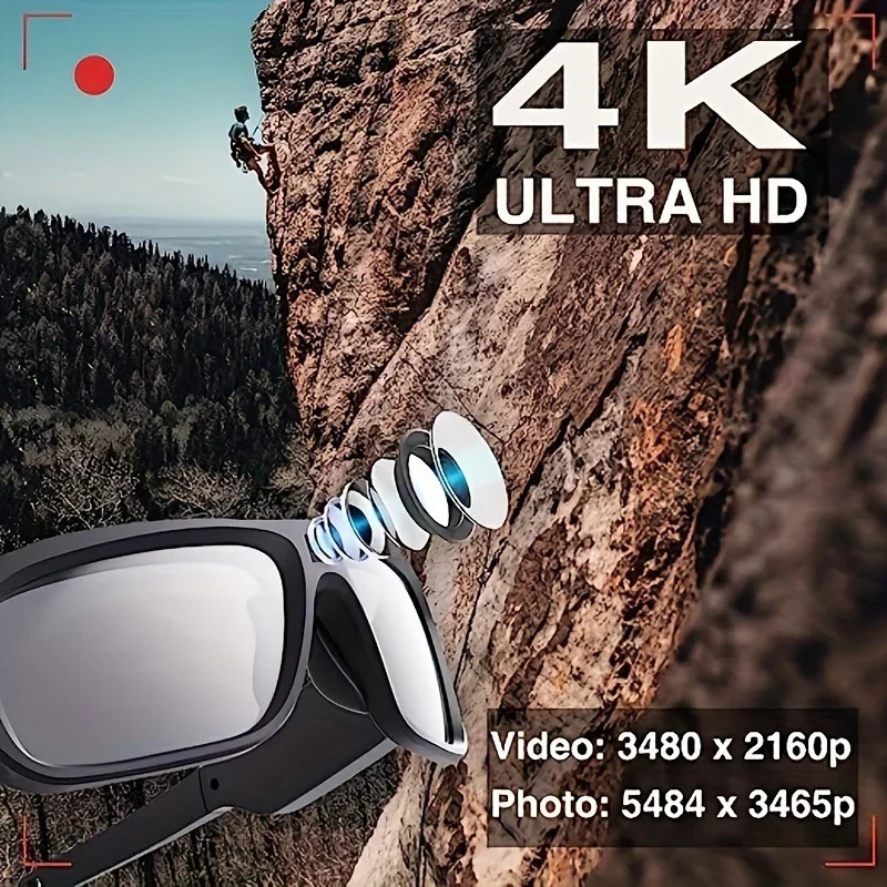4K HD камера, очки, видео умные очки, уличная мини-камера, камера человеческого тела, камера для велосипедного регистратора, подходит для езды на велосипеде