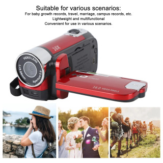 Raqamli videokamera 4K 48MP Ultra HD 2,7 dyuymli 180° videokamera 16x raqamli masshtabli va Vlog yozish, USB kabel bilan sayohat qilish uchun aylanadigan ekranli