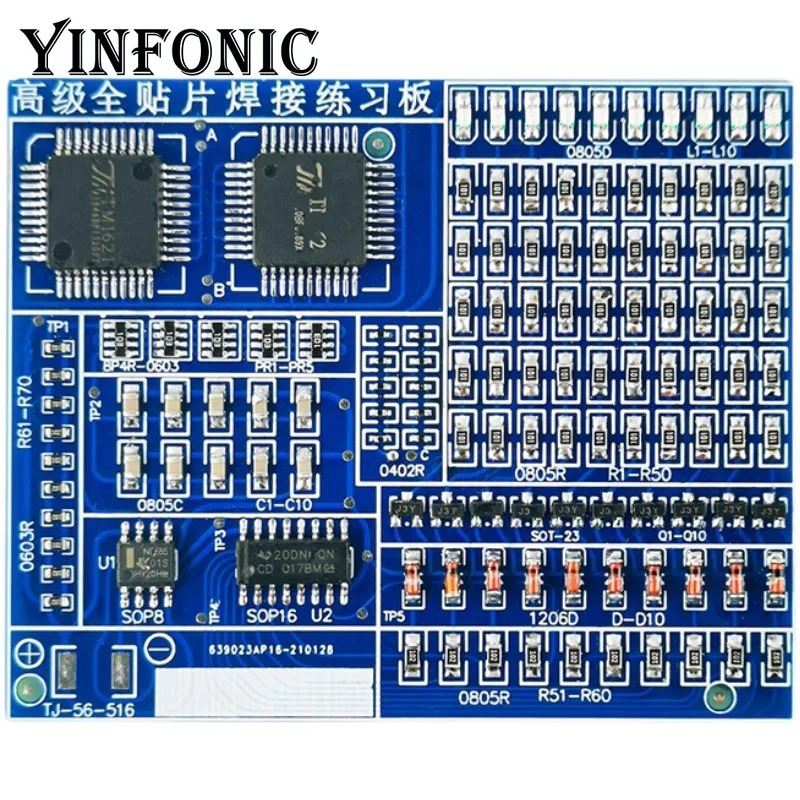 SMD/SMT komponentlari lehimlash amaliy kengashi elektron toʻplamlar oʻquv toʻplami Elektron komponentlar DIY toʻplami SMT aksessuarlari