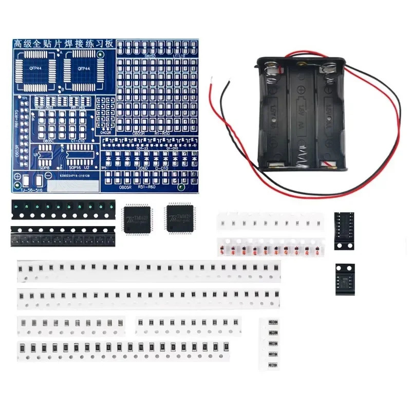 SMD/SMT komponentlari lehimlash amaliy kengashi elektron toʻplamlar oʻquv toʻplami Elektron komponentlar DIY toʻplami SMT aksessuarlari