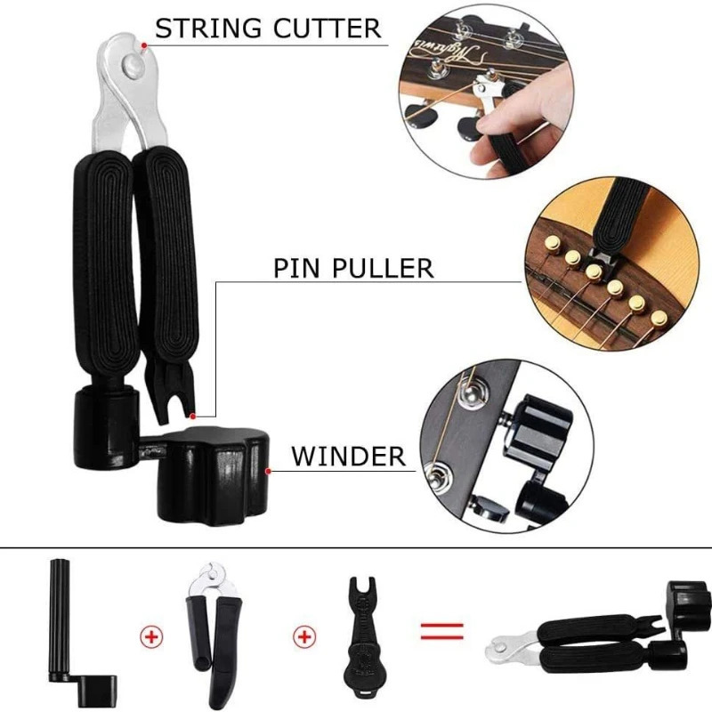 Gitara aksessuarlari toʻplami Elektron tyuner bilan Tyuning Picks Xizmat asboblari Musiqa asboblari aksessuarlari