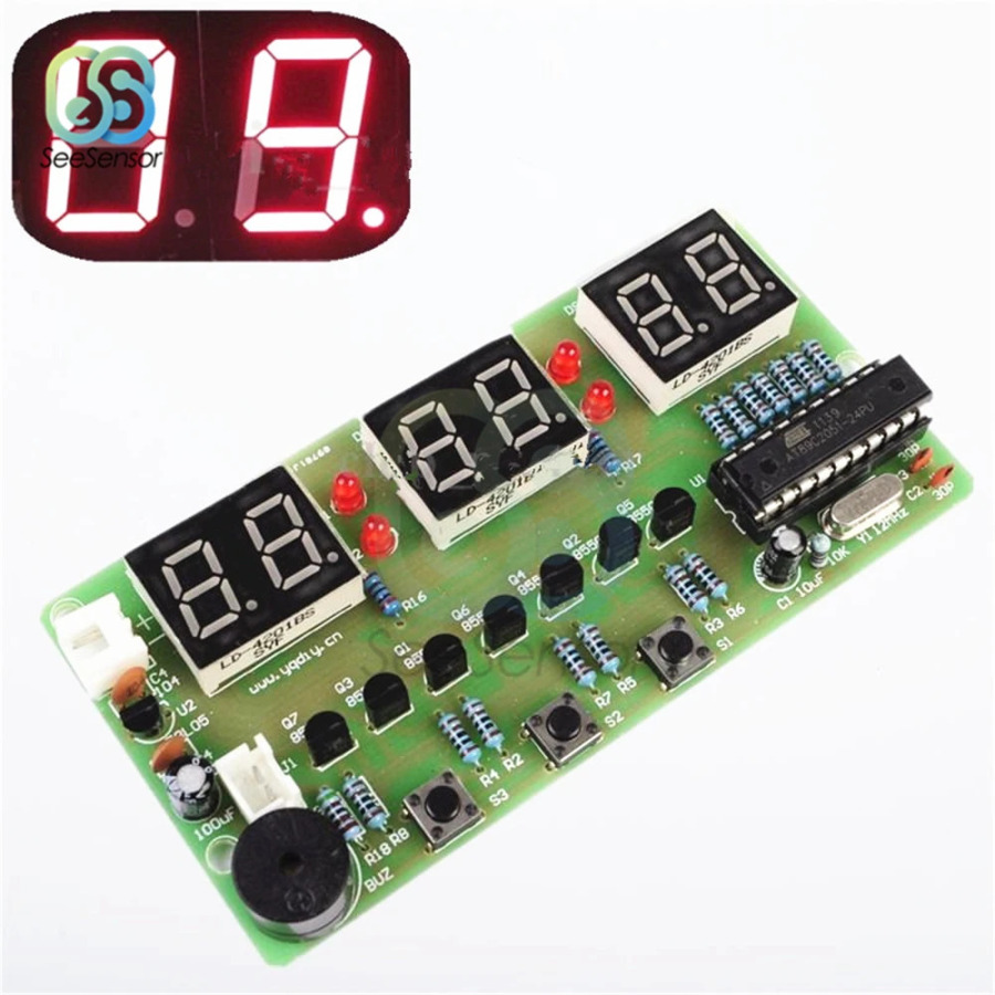 DIY toʻplamlari C51 elektron soat raqamli trubkasi LED displey elektron modul toʻplami qismlari va komponentlari DC 7-12V