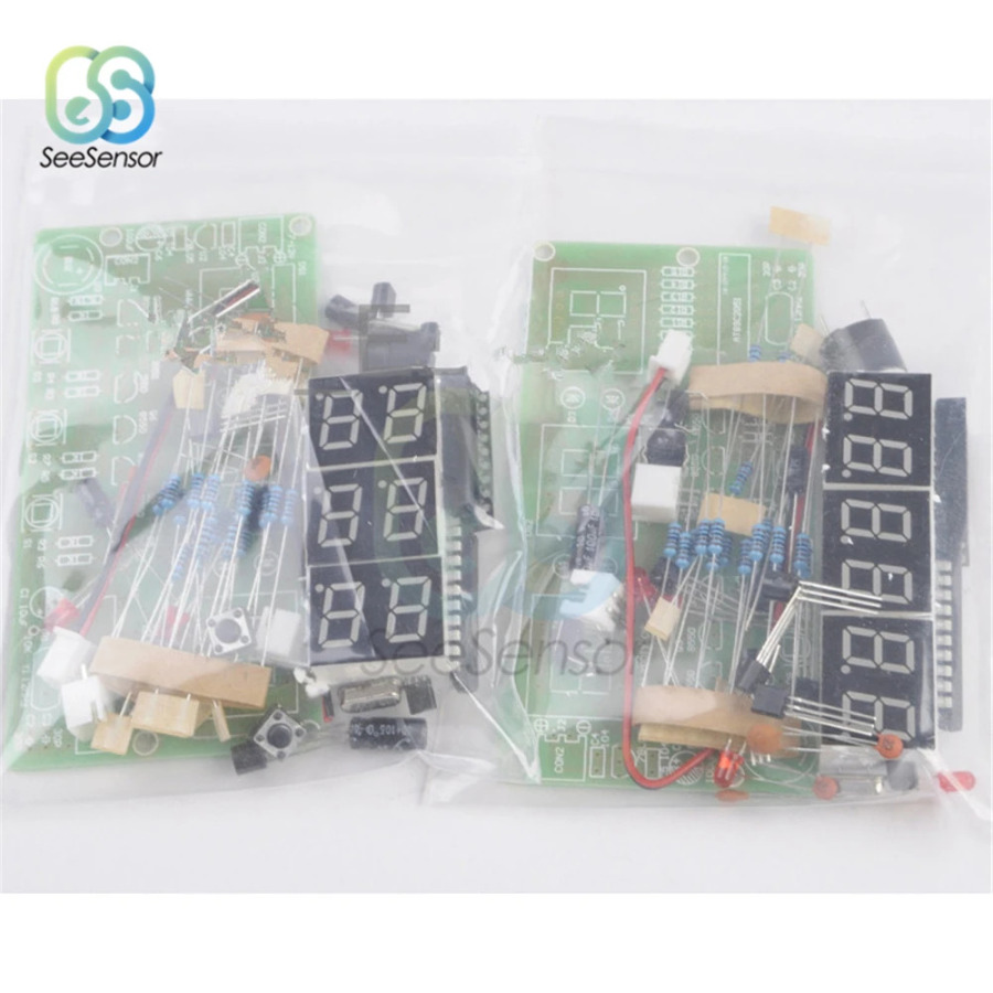 DIY toʻplamlari C51 elektron soat raqamli trubkasi LED displey elektron modul toʻplami qismlari va komponentlari DC 7-12V