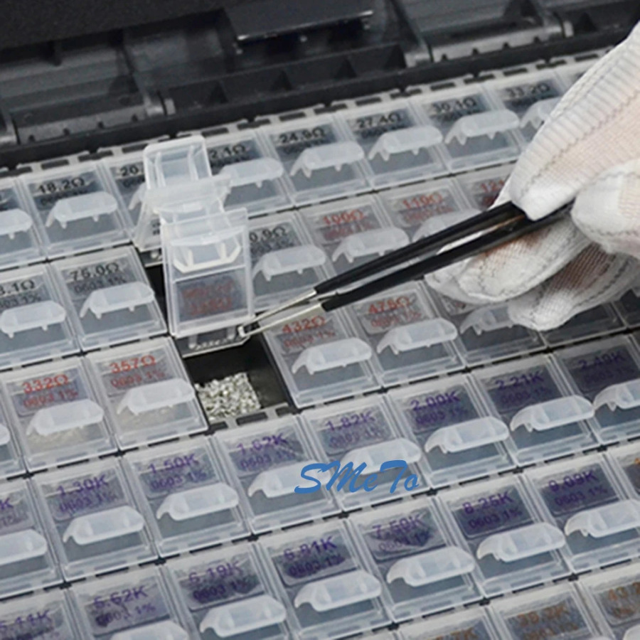 128 SMT COMPONENTS Hujayralar elektron komponentlar saqlash qutisi Ic chip elektron komponentlar qutisi shkafi