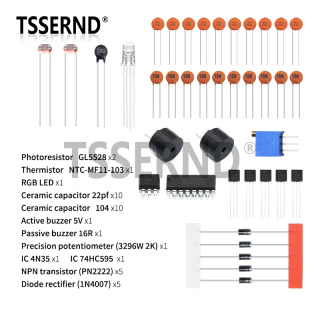 Новый базовый стартовый набор электронных компонентов для Arduino UNO MEGA2560 Raspberry Pi с LED-индикатором, зуммером, конденсатором и резистором