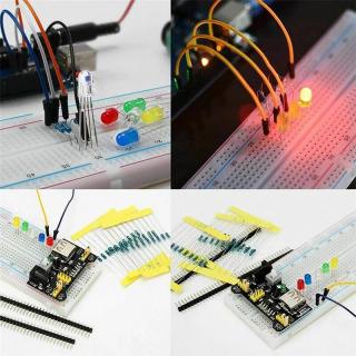 Набор электронных компонентов, стартовый набор «сделай сам» для Arduino R3, стандартные конденсаторы, резисторы, конденсаторы, макетная плата 830 скважин