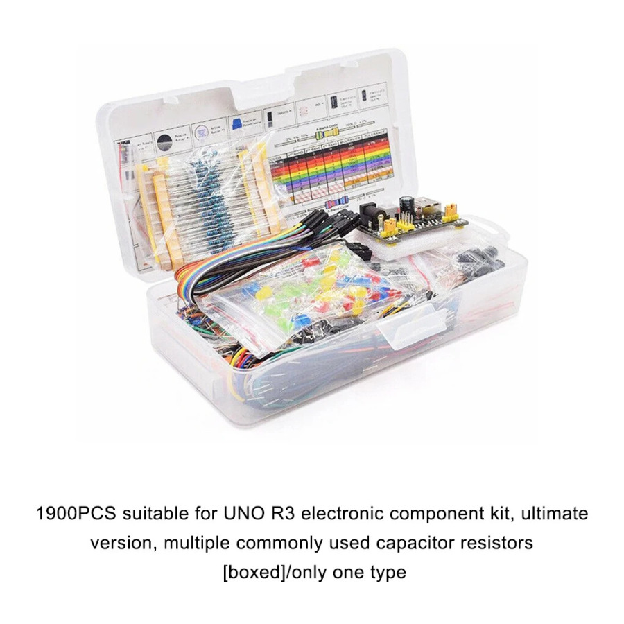 Arduino R3 umumiy kondensatorlar rezistorlari kondensatorlari 830-quduqni ishlab chiqish kengashi uchun elektron komponentlar toʻplami DIY boshlangʻich loyihasi