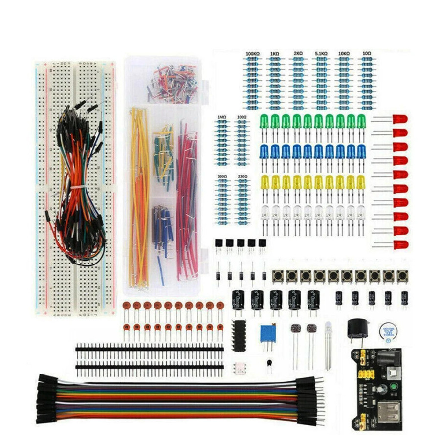 Arduino R3 umumiy kondensatorlar rezistorlari kondensatorlari 830-quduqni ishlab chiqish kengashi uchun elektron komponentlar toʻplami DIY boshlangʻich loyihasi