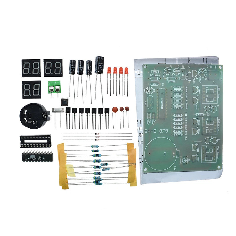 DIY DIY toʻplamlari AT89C2051 elektron soat raqamli naychali LED displey toʻplami Elektron modulli qismlar va komponentlar DC 9V-12V