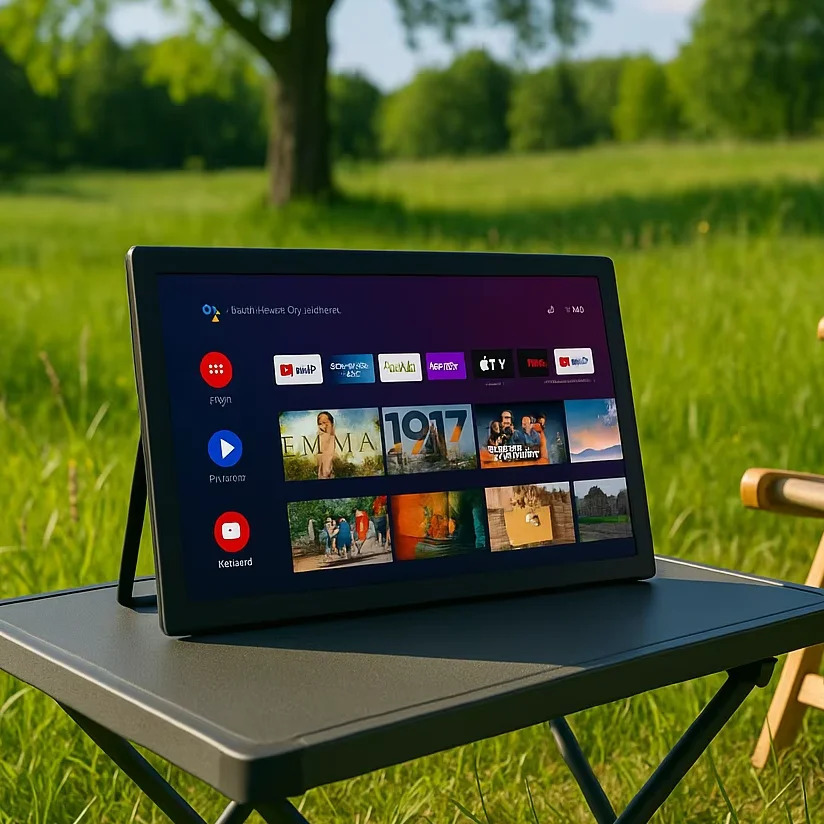 Google Android Portativ Smart TV: Wi-Fi, DVB-T2, ATSC, ISDB, FM radio va sayohat, tashqi va uyda foydalanish uchun media pleerli raqamli televizor.