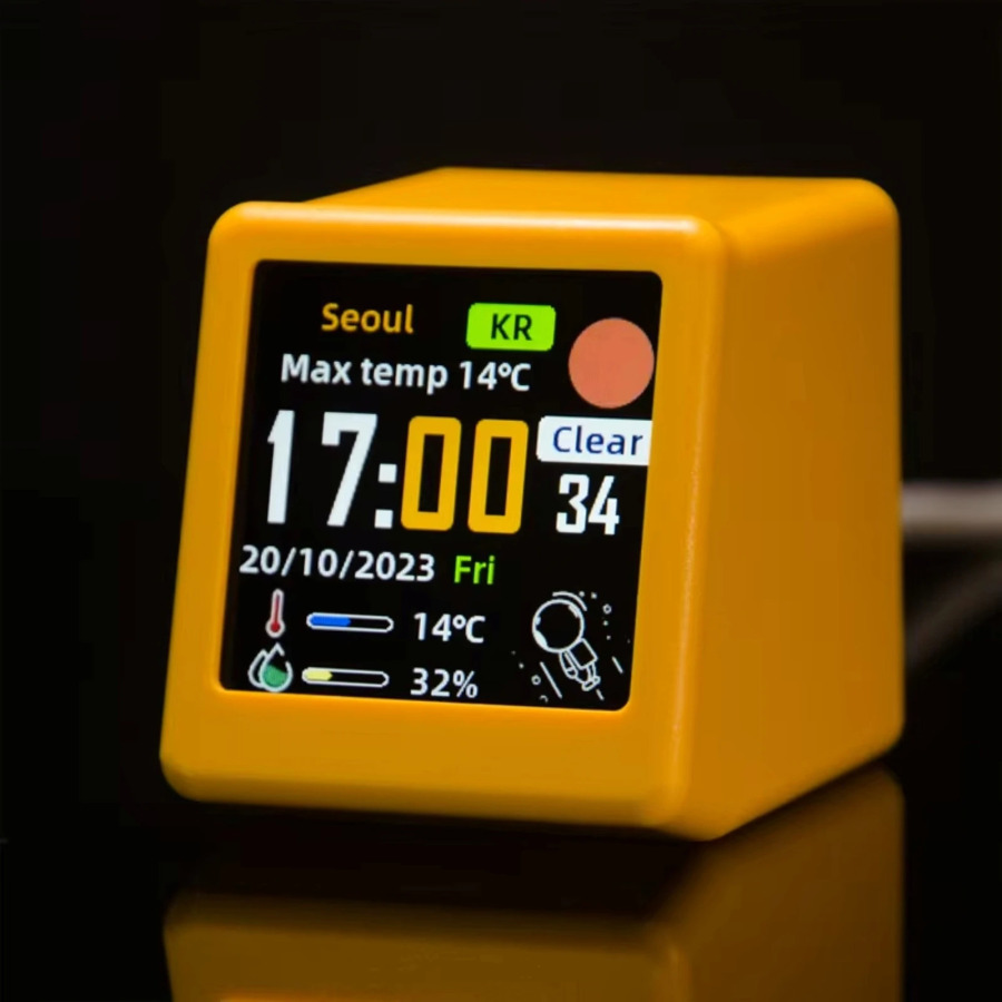 Rus tilidagi Mini Portativ aqlli Wi-Fi soati ob-havo stantsiyasi sovgʻa displeyi ob-havo harorati namlik soati ish stolini bezatish