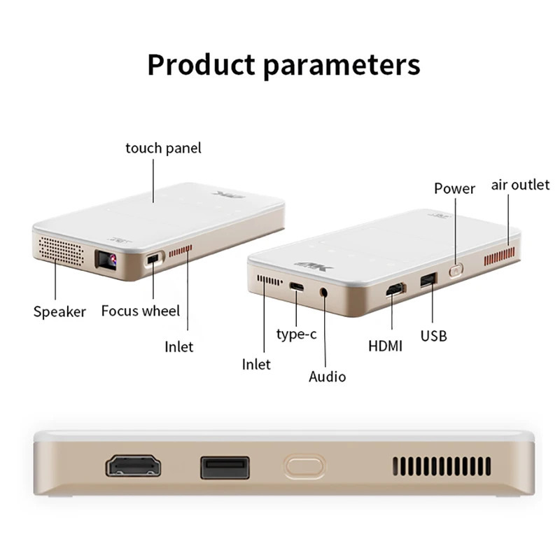 Smartldea HD Pico Smart Mini Proyektor Android Wi-Fi ekransiz lazerli LED DLP proyektori mobil telefonlar smartfonlari uchun 4K 1080P