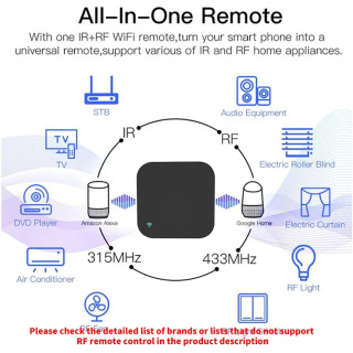 Tuya Smart RF IR masofadan boshqarish pulti WiFi Smart uy konditsioneri BARCHA TV LG TV Alexa Google Home-ni qoʻllab-quvvatlaydi