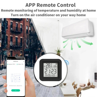 Konditsioner TV uchun Tuya Smart IR pulti AC Alexa Google Home Yandex bilan ishlaydi, namlik sensori