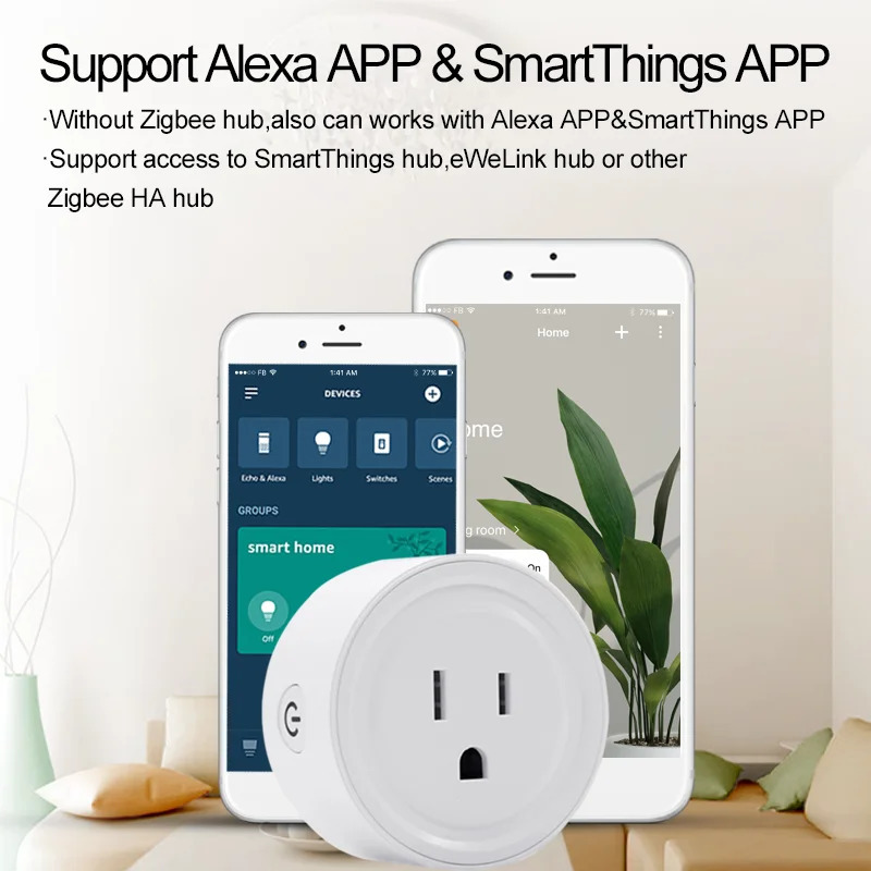 Американская умная вилка Zigbee3.0, беспроводной пульт дистанционного управления, поддержка приложения Alexa Smartthing, удаленная домашняя автоматизация