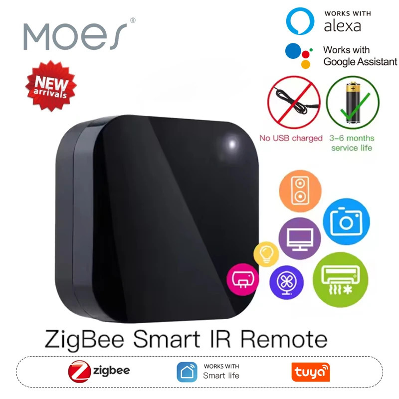 MOES Tuya Zigbee3.0 Умный ИК-пульт дистанционного управления для кондиционера ТВ Универсальный инфракрасный пульт дистанционного управления работает с Alexa, Google Home