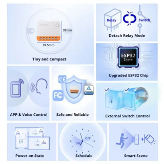 Smart Wi-Fi kaliti SONOFF MINIR4 aqlli uy uchun tashqi oʻrni qoʻllab-quvvatlashi, releyni uzish rejimi va eWeLink va Alexa ilovalari orqali masofadan boshqarish