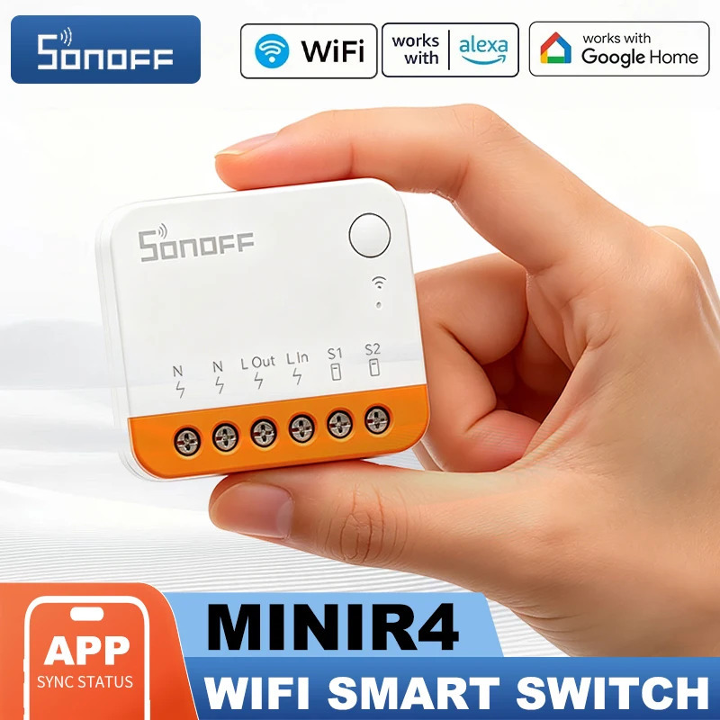 Smart Wi-Fi kaliti SONOFF MINIR4 aqlli uy uchun tashqi oʻrni qoʻllab-quvvatlashi, releyni uzish rejimi va eWeLink va Alexa ilovalari orqali masofadan boshqarish