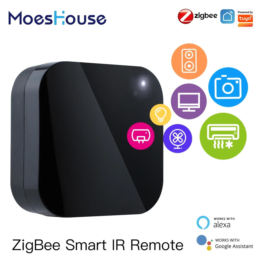 MOES Tuya ZigBee Smart masofadan boshqarish pulti Smart uy uchun universal infraqizil masofadan boshqarish pulti Alexa Google Home bilan ishlaydi