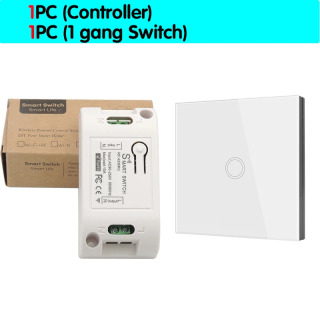 Smart Home Sensorli yorugʻlik kaliti Simsiz 86 * 86 Masofadan qoʻmondon devor kaliti AC 110V 220V 10A 1/2/3 kanalli qabul qiluvchi shift chiroqlari uchun Бежевый