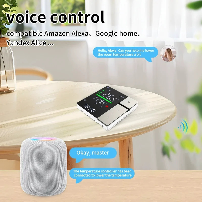 APP masofadan boshqarish pulti, Alexa va Google Home ovozli boshqaruvi va displey bilan haroratni nazorat qilish uchun Tuya Smart WiFi kaliti