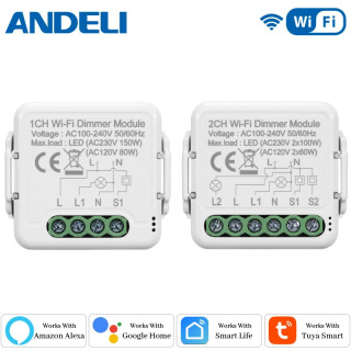 Tuya/Smartlife APP orqali masofadan boshqariladigan DIY Smart WiFi Dimmer moduli, ikki tomonlama, Alexa va Google Home ovozli boshqaruviga mos keladi