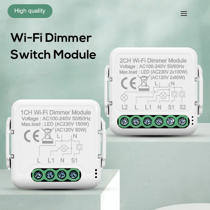 Tuya/Smartlife APP orqali masofadan boshqariladigan DIY Smart WiFi Dimmer moduli, ikki tomonlama, Alexa va Google Home ovozli boshqaruviga mos keladi