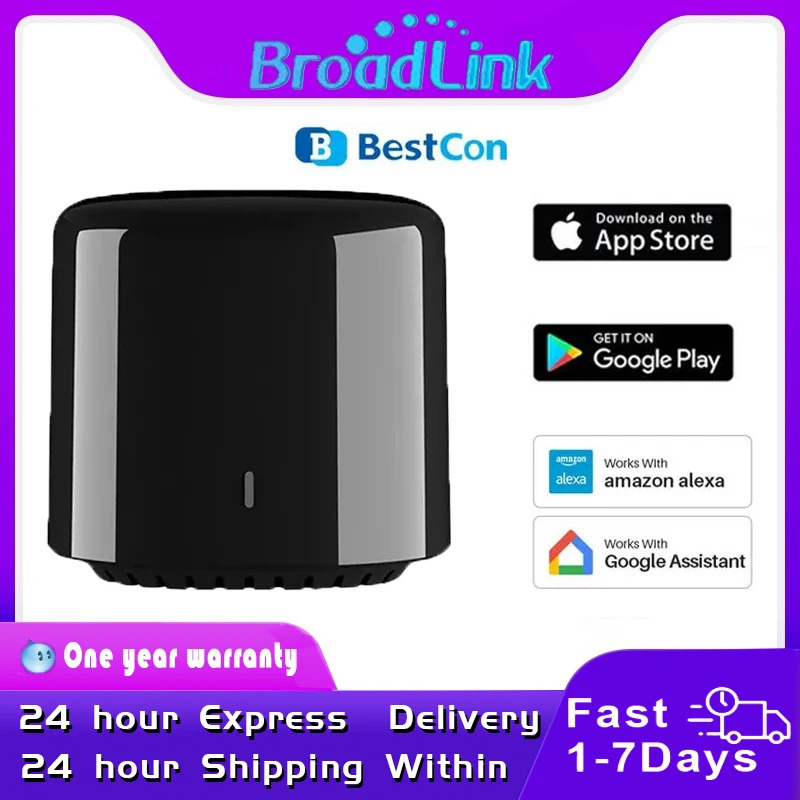 Broadlink BestCon Rm4c Mini Smart WiFi IR masofadan boshqarish pulti Alexa Google Home tomonidan konditsioner televizor toʻplami uchun aqlli uy masofadan boshqarish pulti