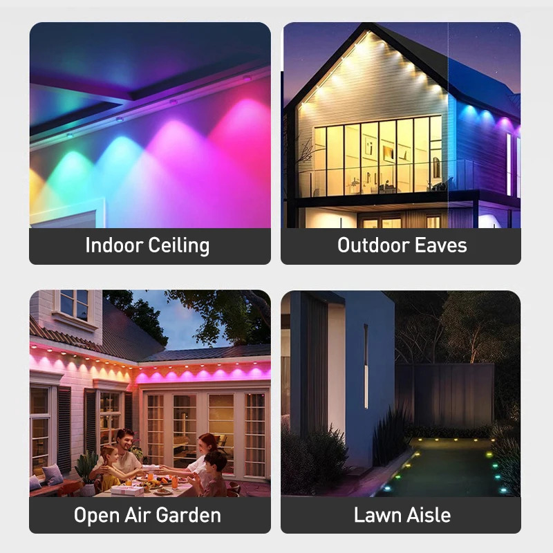 Smart RGB masofadan boshqarish pulti Ochiq IP67 suv oʻtkazmaydigan parda Rojdestvo Xellouin bayrami uchun uy bezatish atmosfera nuri